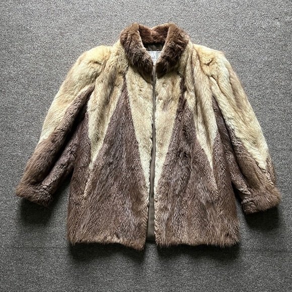 jay lennad furs Jackets & Blazers - Vintage Jay Lennad Furs Two Toned Genuine Fur Coat Jacket Satin Lining Women S/M